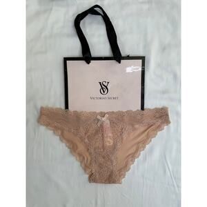 NWT Victoria’s Secret Vintage Dream Angel Lace Satin Sheer Cheekini Panty Tan XS